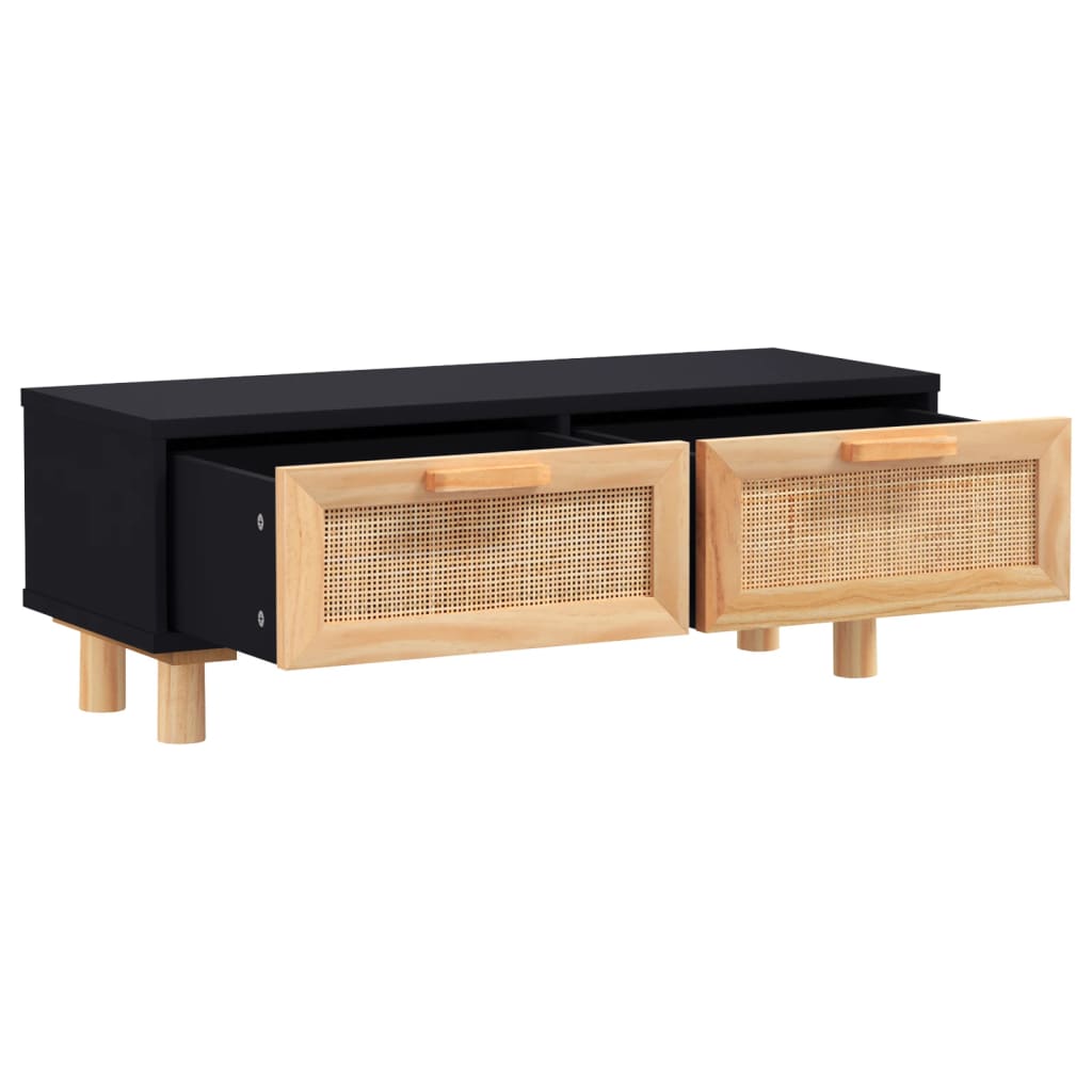 Salongbord svart 80x40x30 cm konstruert tre og heltre furu