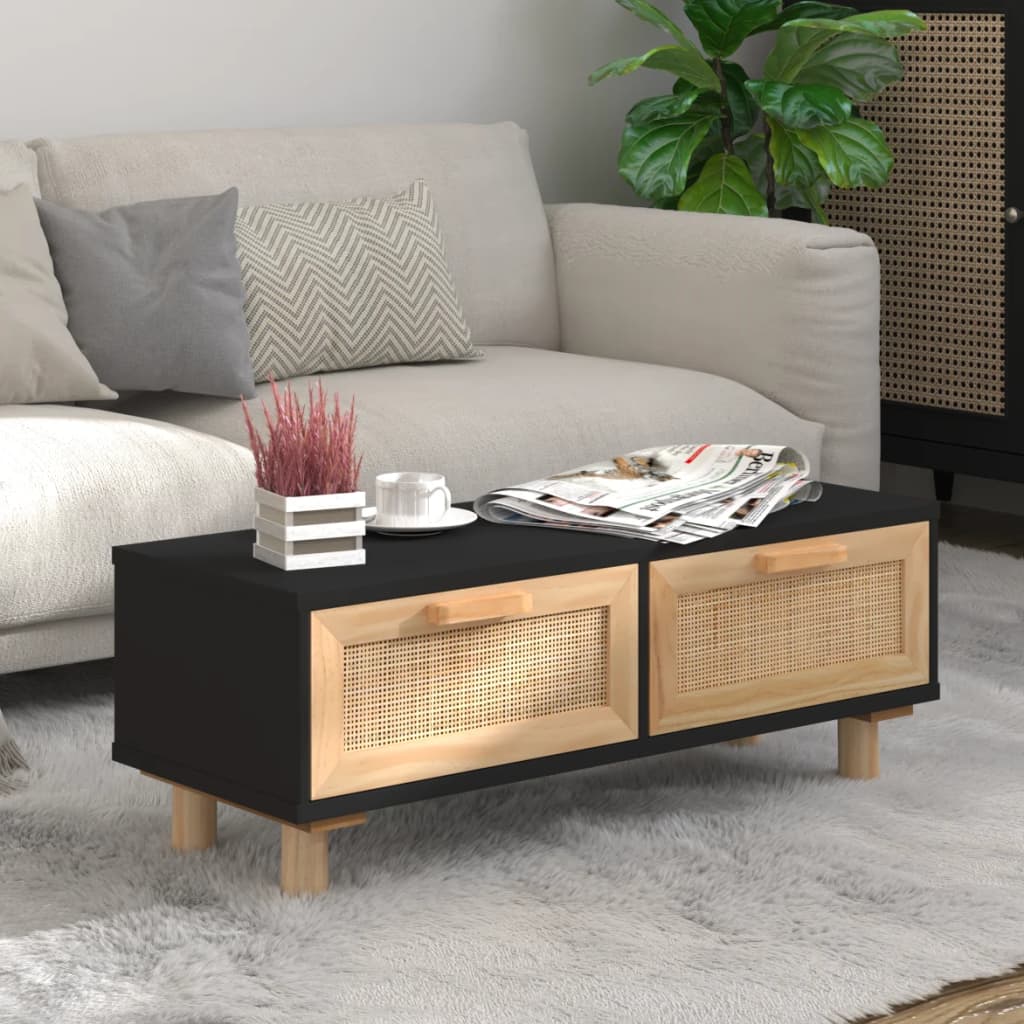 Salongbord svart 80x40x30 cm konstruert tre og heltre furu