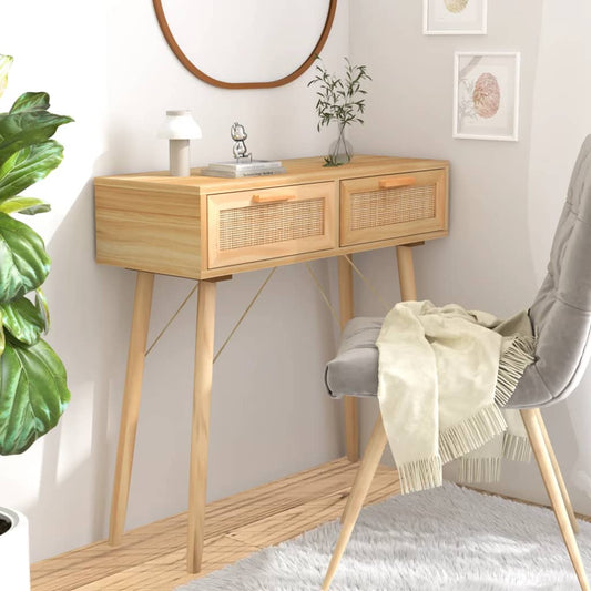 Konsollbord brun 80x30x75 cm heltre furu og naturrotting