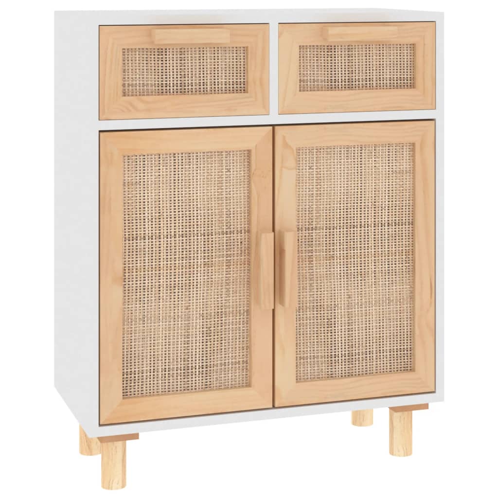 Skjenk hvit 60x30x75 cm heltre furu og naturrotting vidaXL