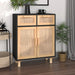 Skjenk svart 60x30x75 cm heltre furu og naturrotting