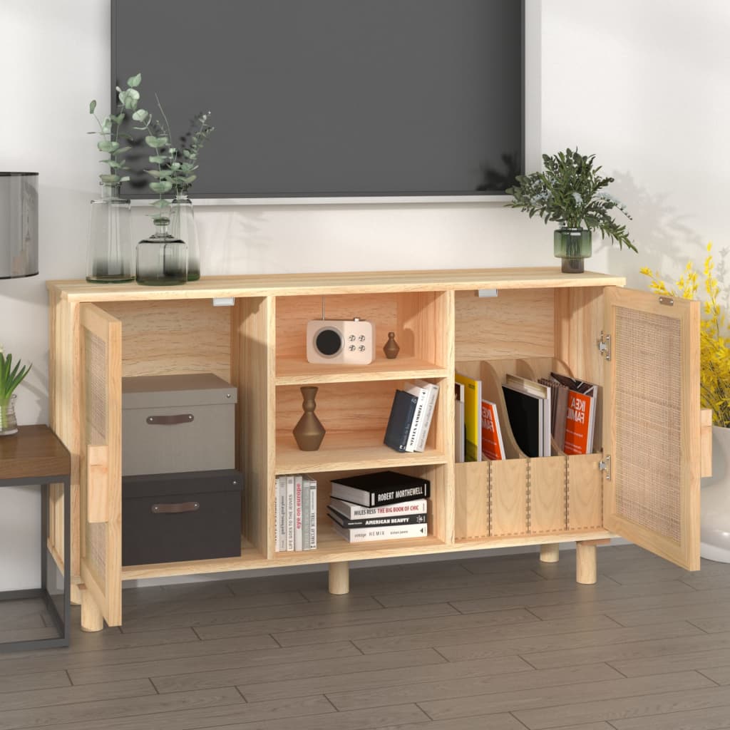 Skjenk brun 105x30x60 cm heltre furu og naturrotting