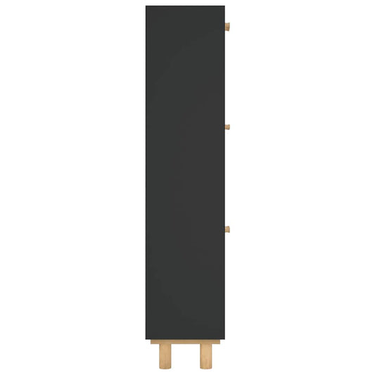 Skoskap svart 52x25x115 cm konstruert tre og naturlig rotting