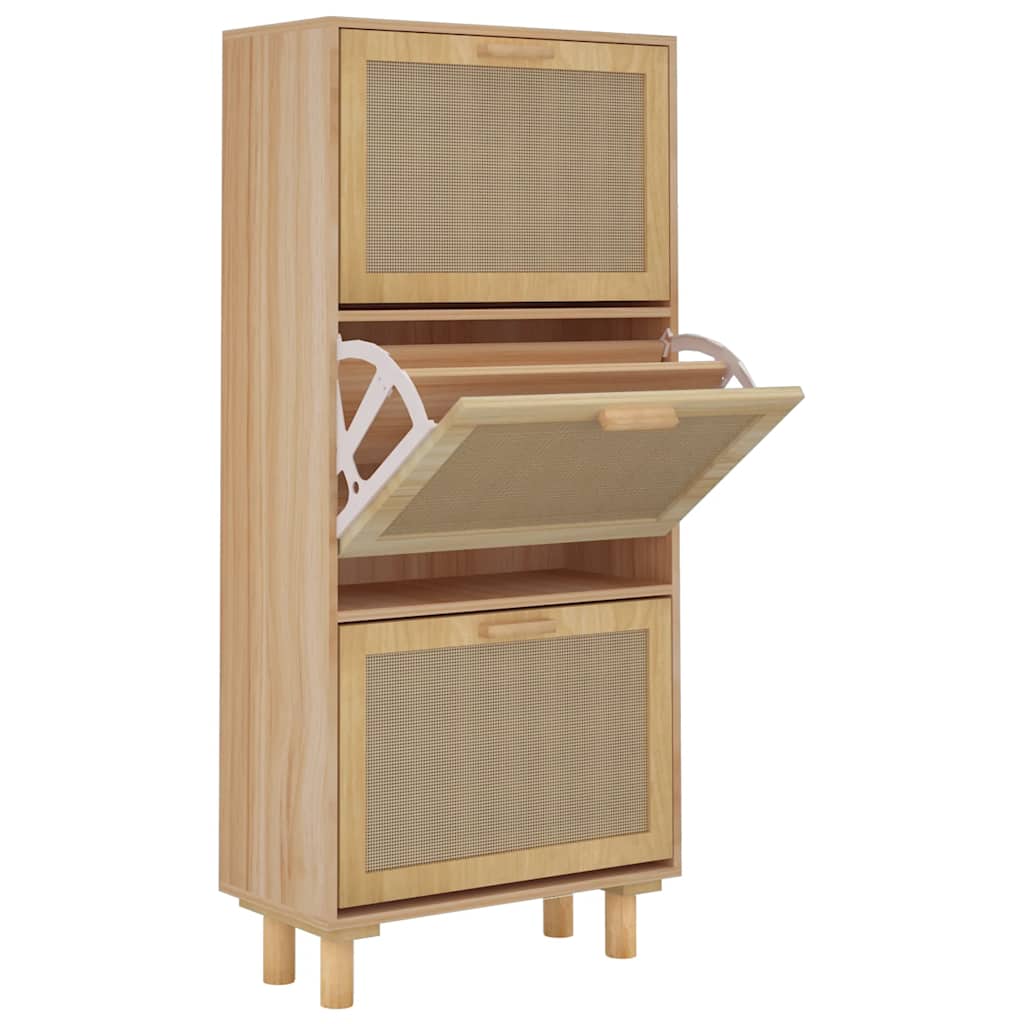 Skoskap brun 52x25x115 cm konstruert tre og naturlig rotting