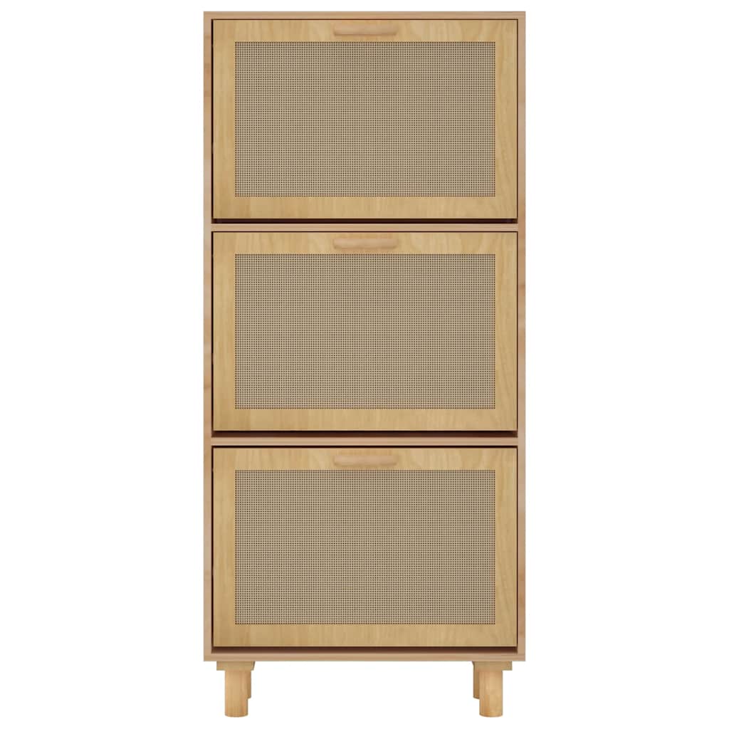 Skoskap brun 52x25x115 cm konstruert tre og naturlig rotting