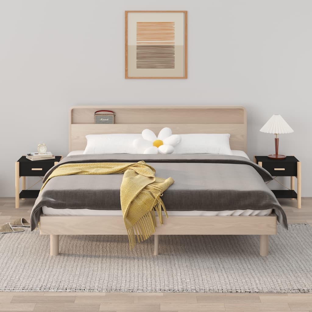 Nattbord 2 stk svart 42x38x45 cm konstruert tre