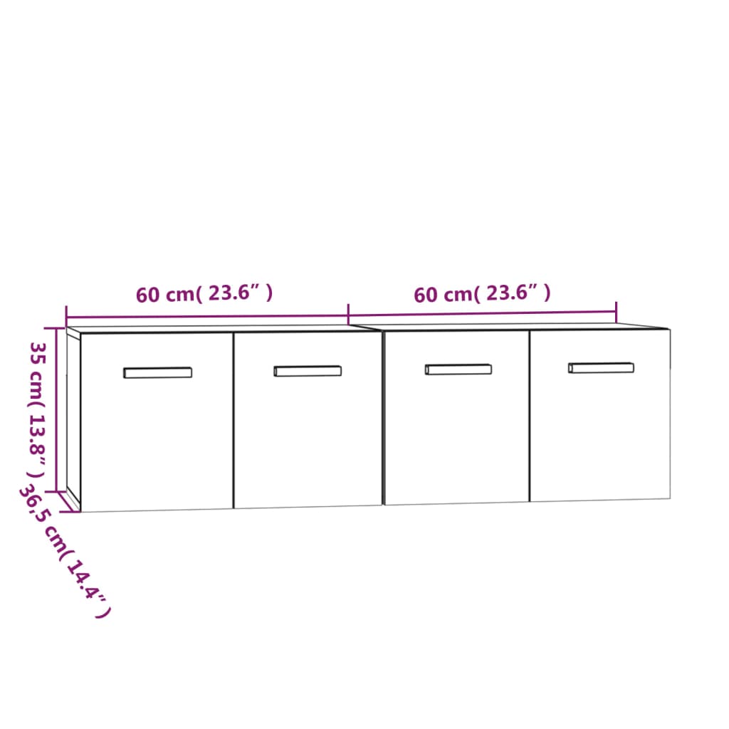 Veggskap 2 stk sonoma eik 60x36,5x35 cm konstruert tre