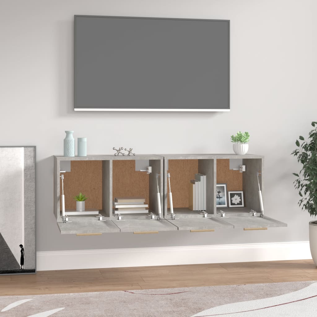Veggskap 2 stk betonggrå 60x36,5x35 cm konstruert tre