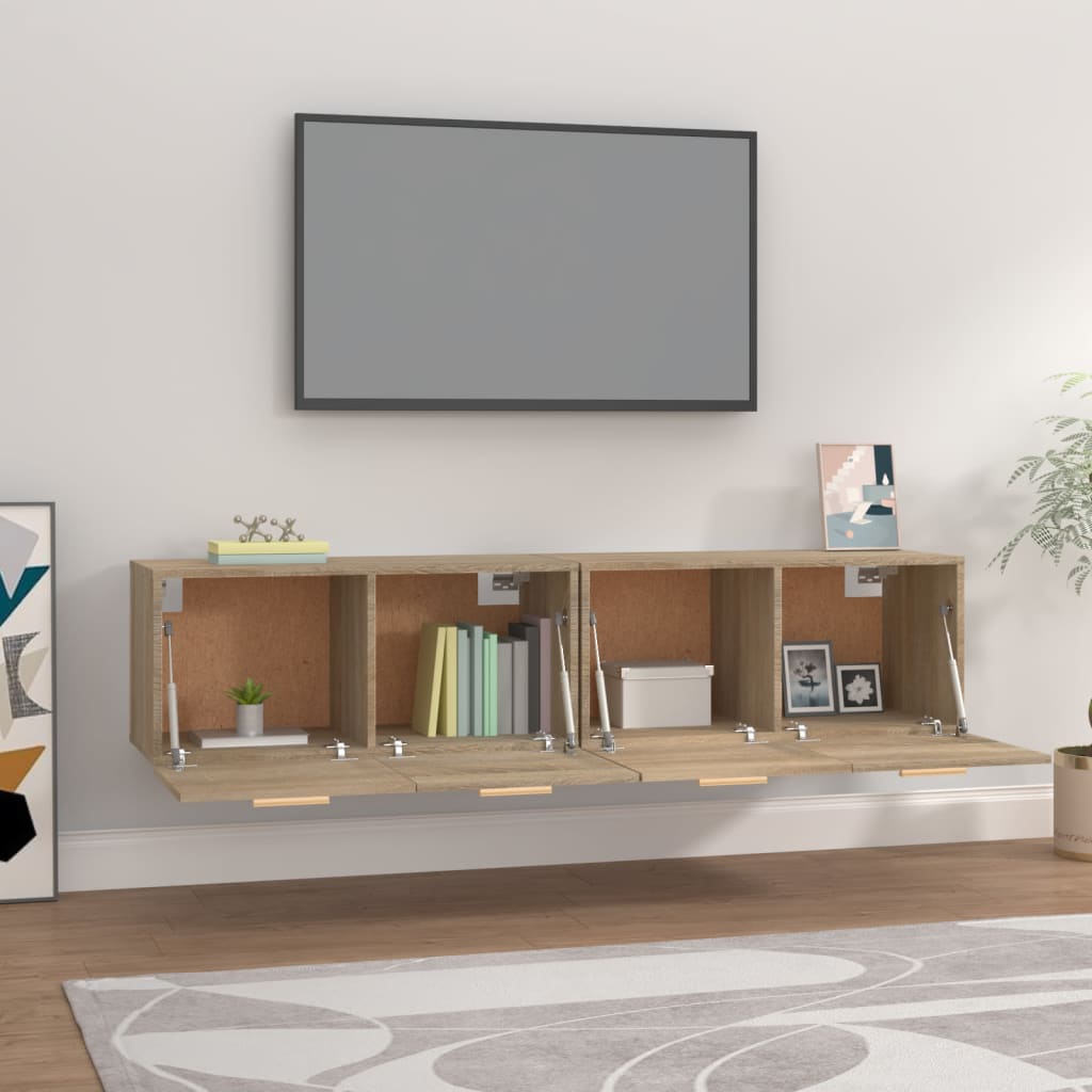 Veggskap 2 stk sonoma eik 80x35x36,5 cm konstruert tre