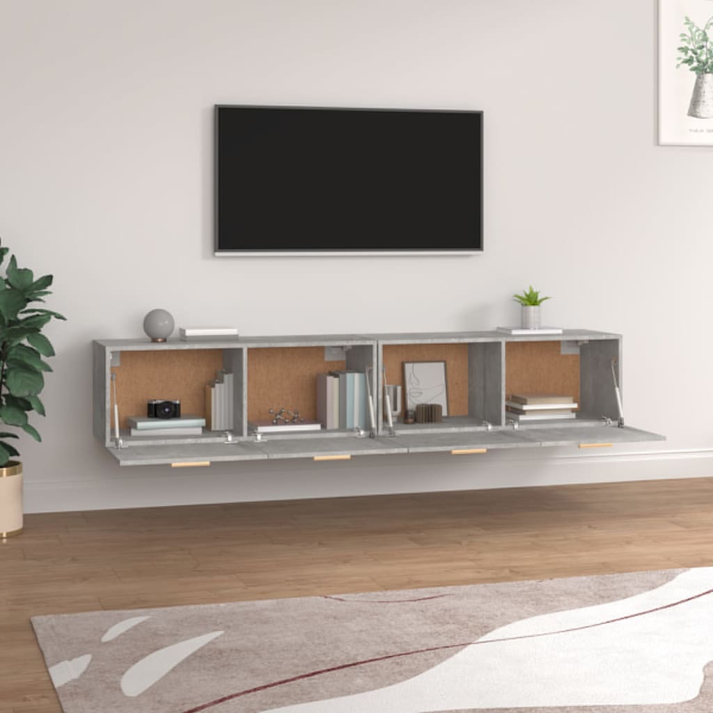 Veggskap 2 stk betonggrå 100x36,5x35 cm konstruert tre