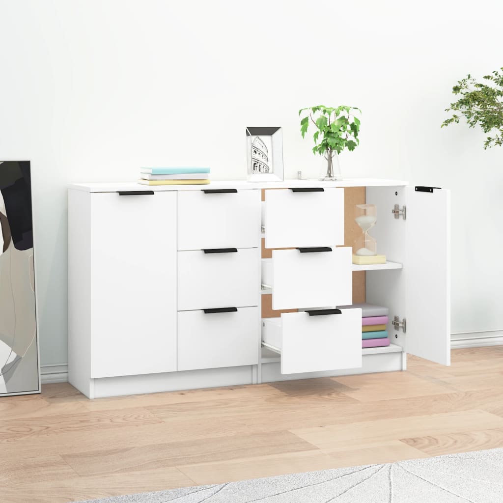 Skjenker 2 stk hvit 60x30x70 cm konstruert tre