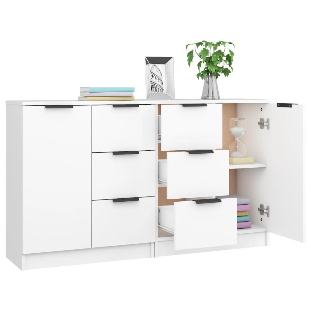 Skjenker 2 stk hvit 60x30x70 cm konstruert tre