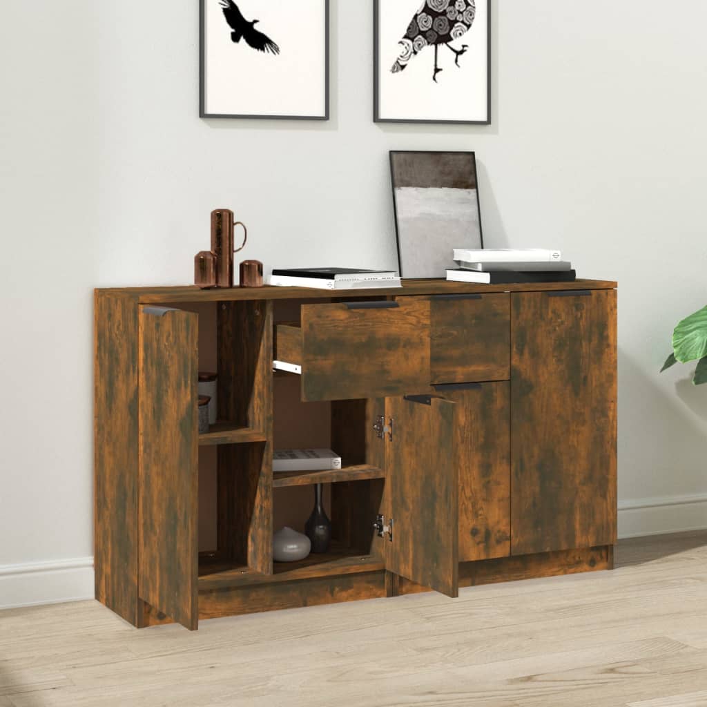 Skjenker 2 stk røkt eik 60x30x70 cm konstruert tre
