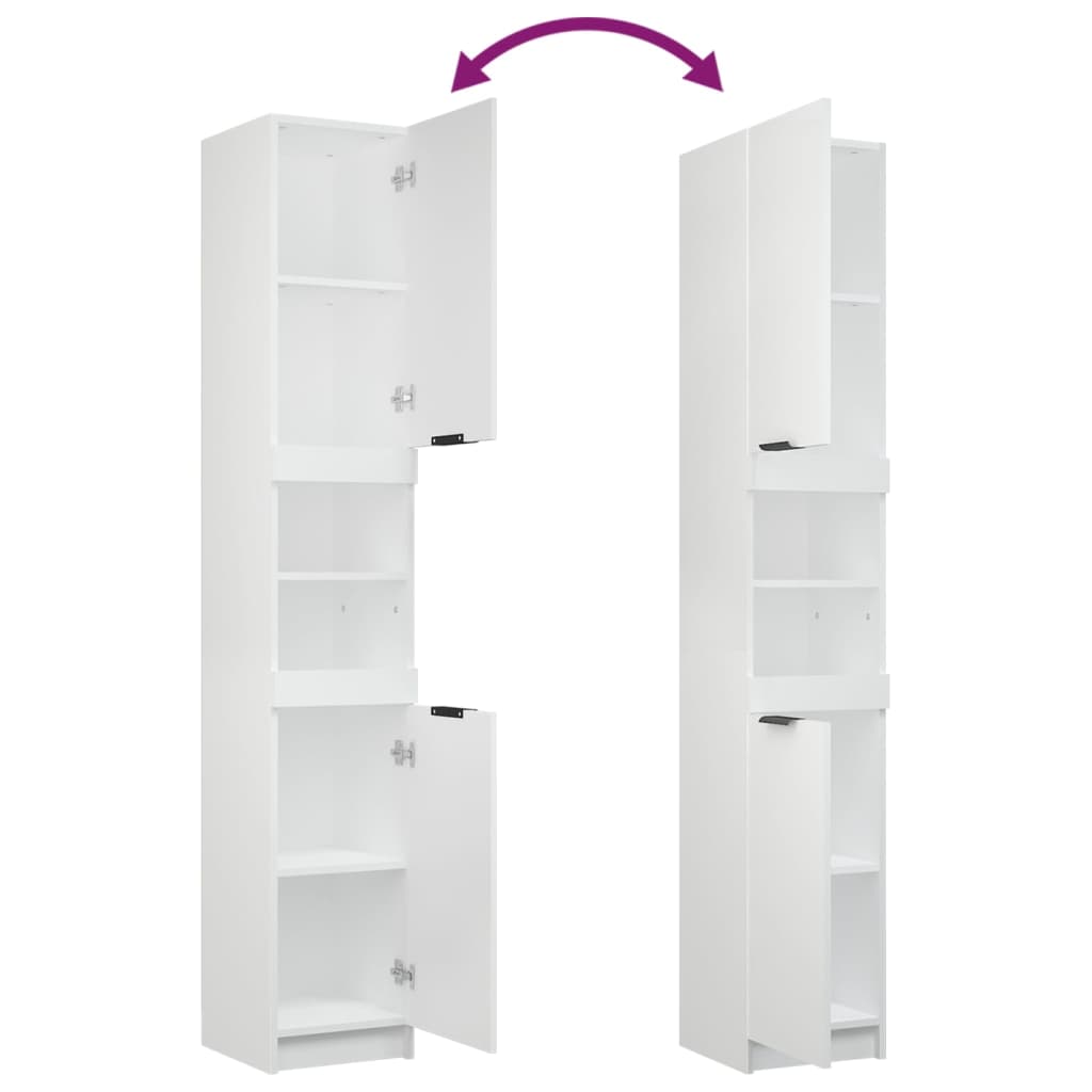 3115852 vidaXL Baderomsskapsett 4 deler hvit konstruert tre