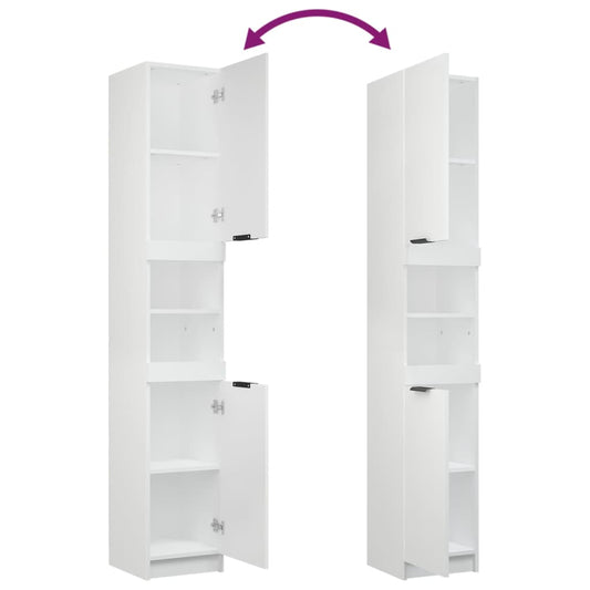 3115852 vidaXL Baderomsskapsett 4 deler hvit konstruert tre