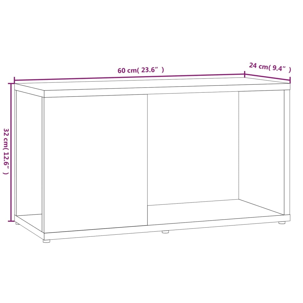 TV-benk grå sonoma 60x24x32 cm konstruert tre