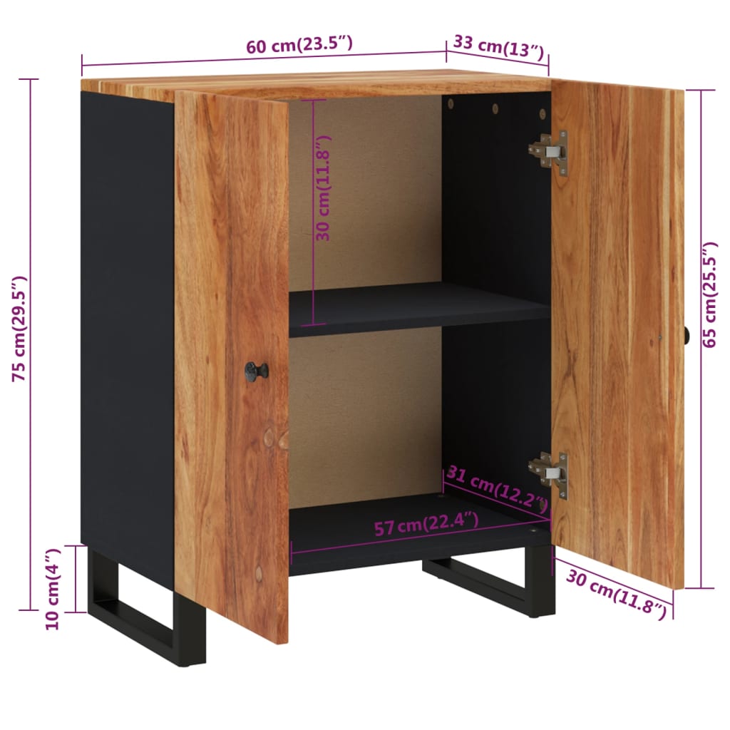 Skjenk 60x33x75 cm heltre akasie