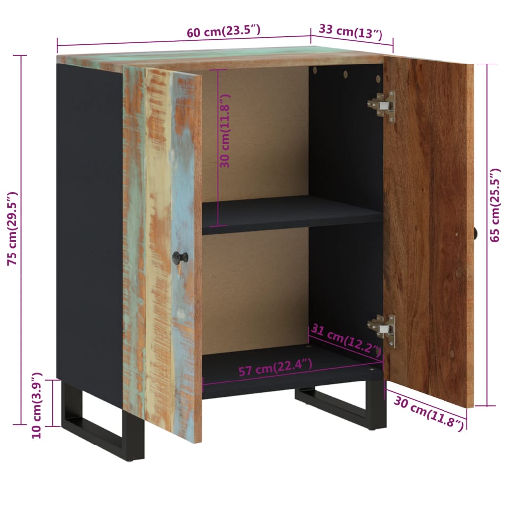 Skjenk 60x33x75 cm gjenvunnet heltre
