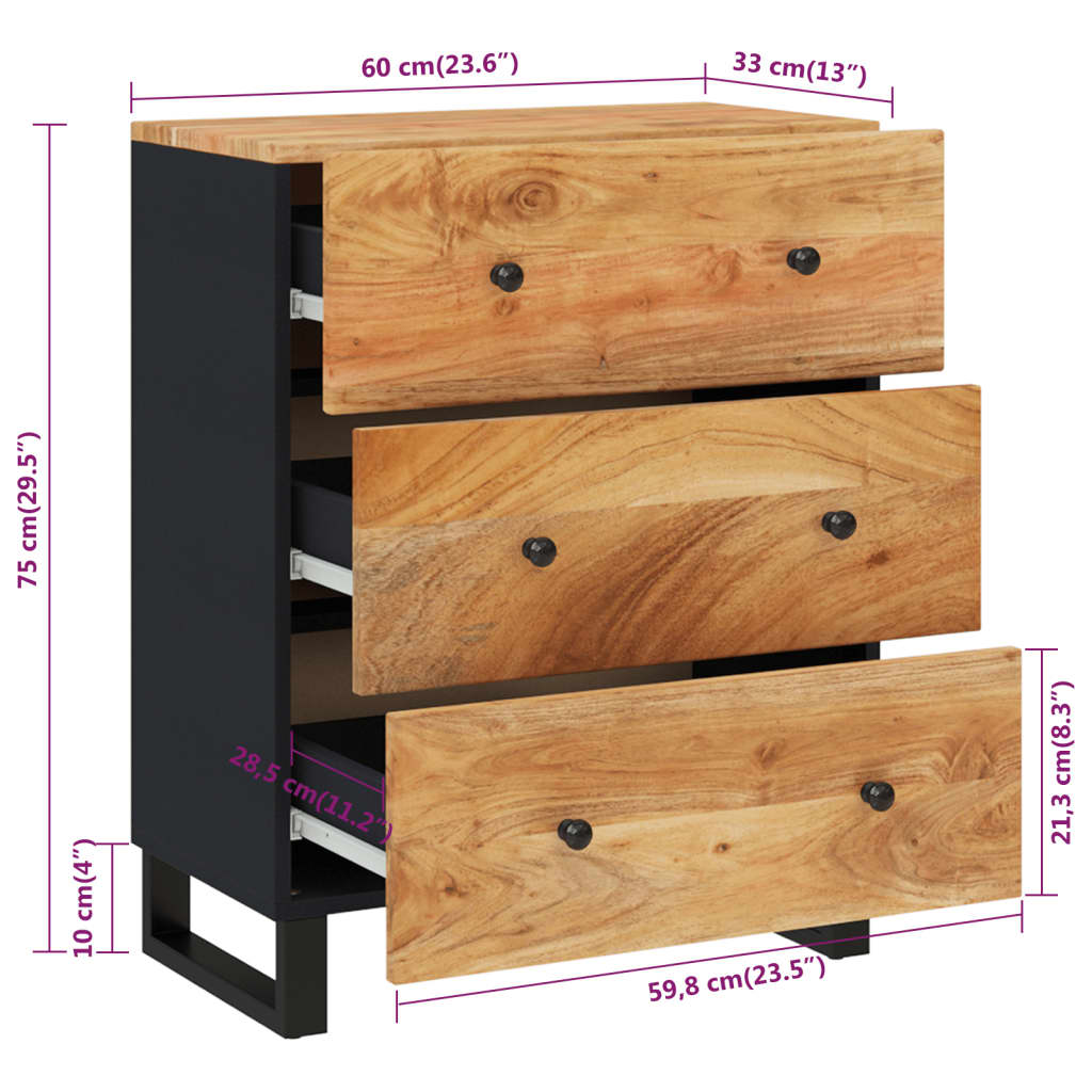 Skjenk 60x33x75 cm heltre akasie