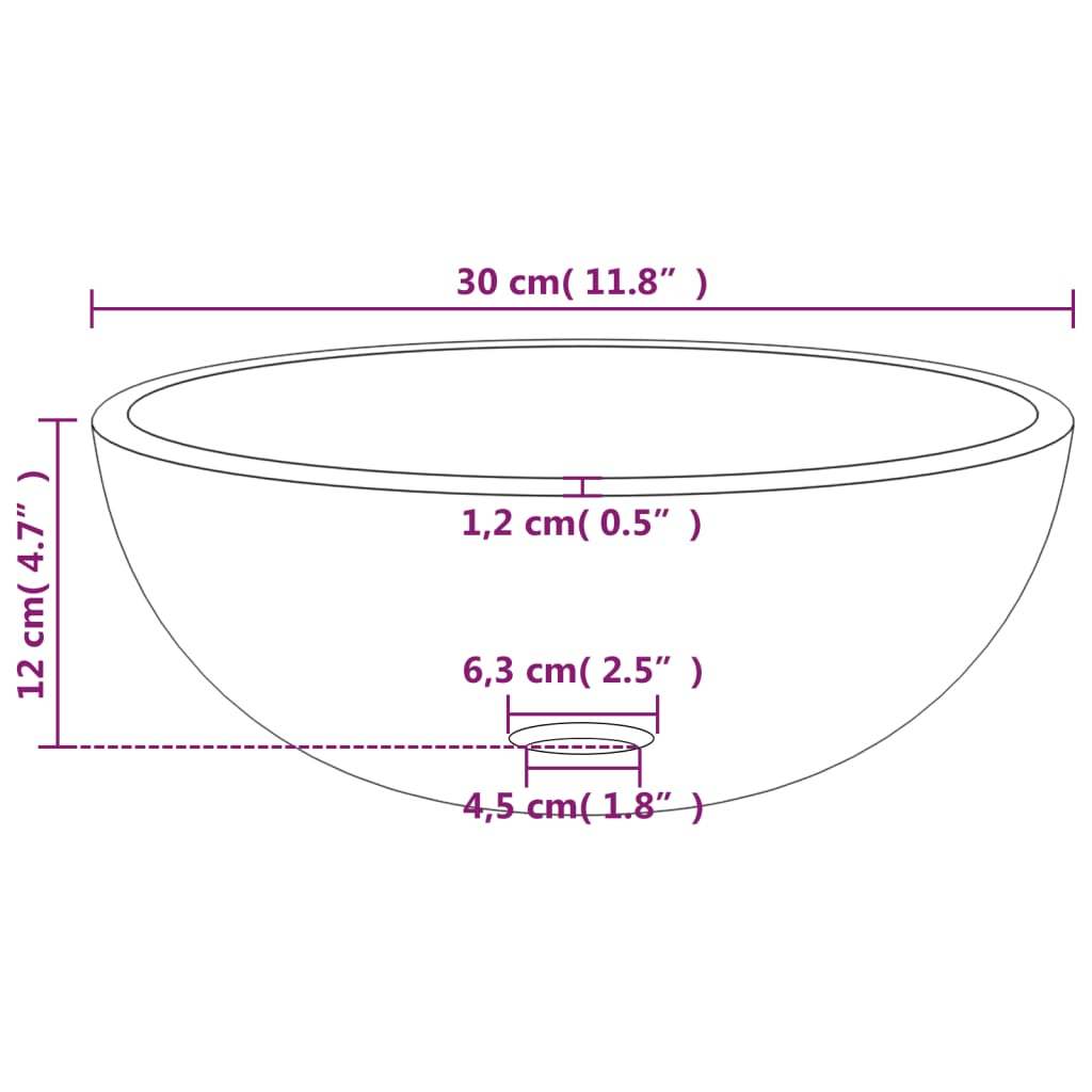 Servant herdet glass 30x12 cm frostet