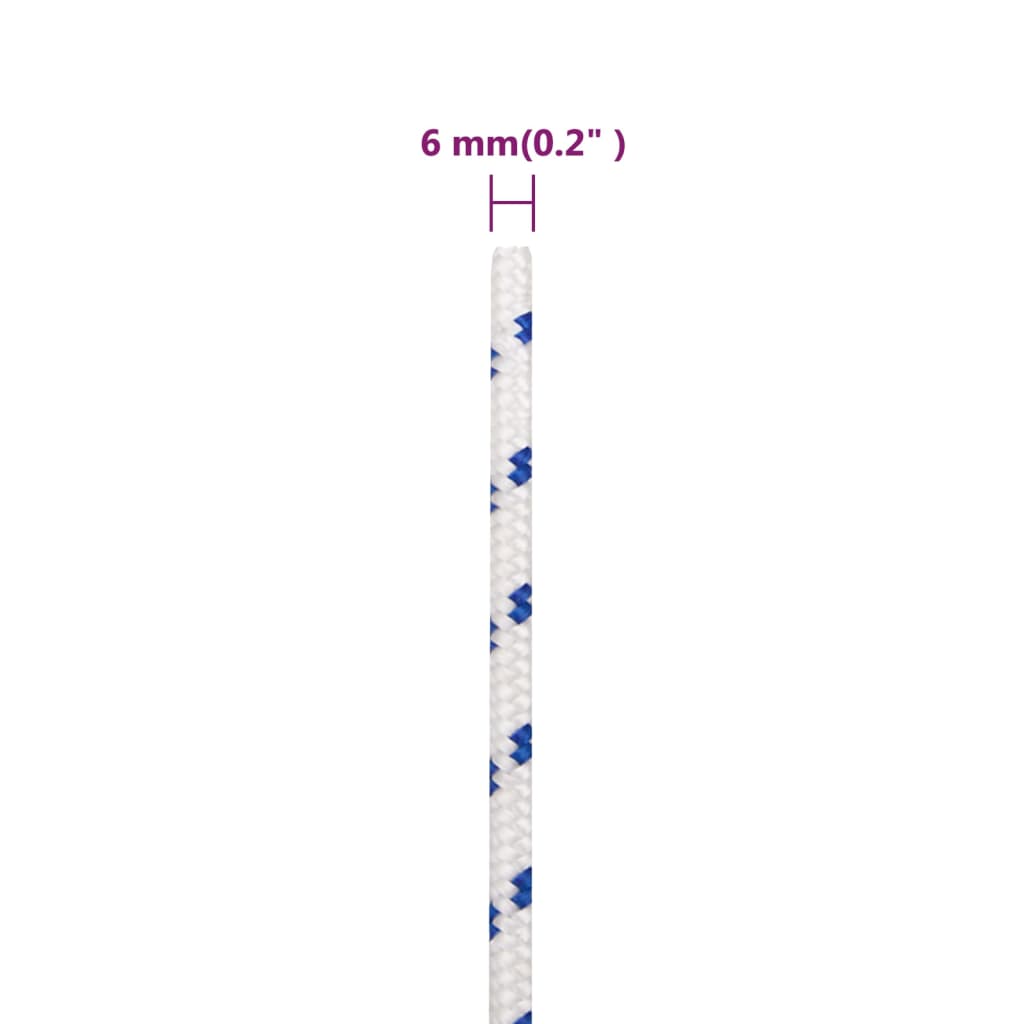 Båttau hvit 6 mm 250 m polypropylen
