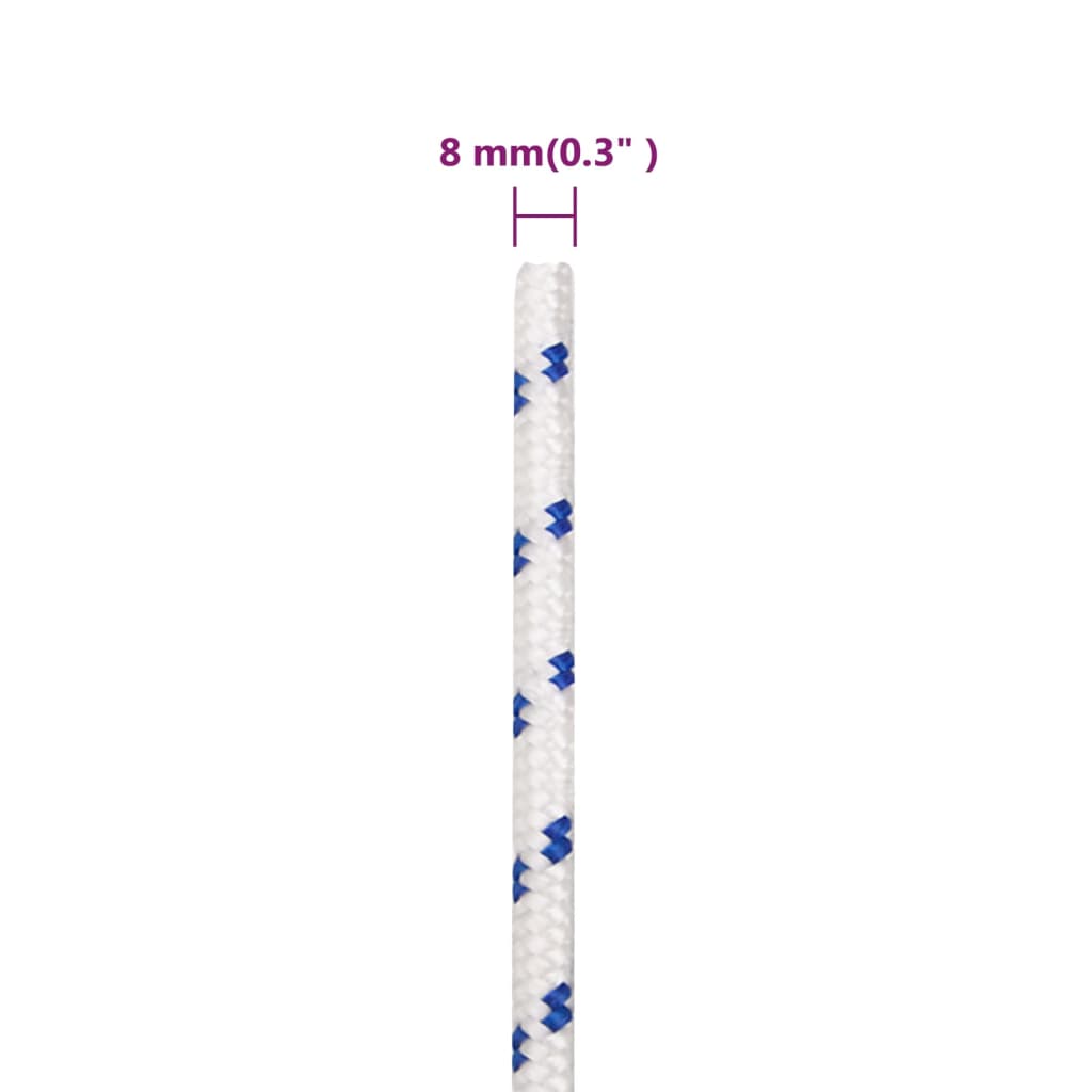 Båttau hvit 8 mm 250 m polypropylen