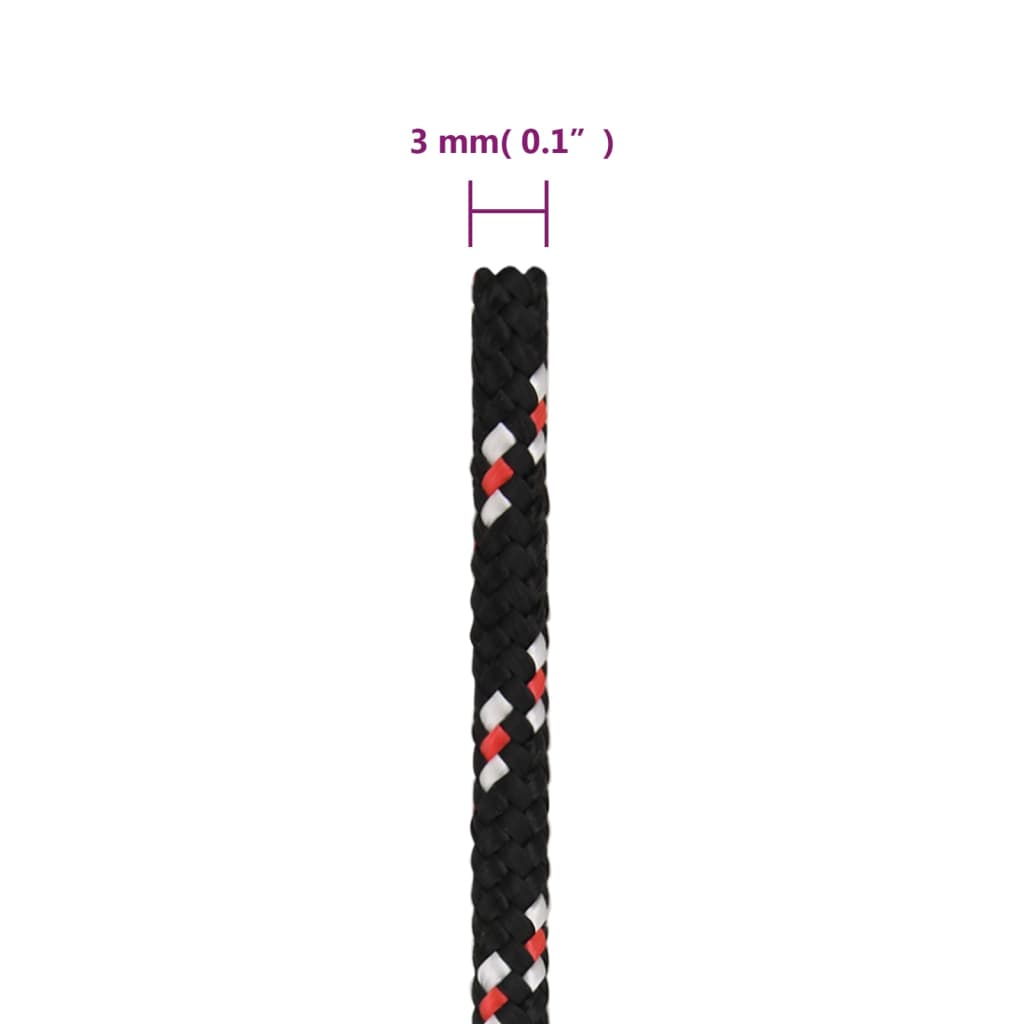 Båttau svart 3 mm 25 m polypropylen