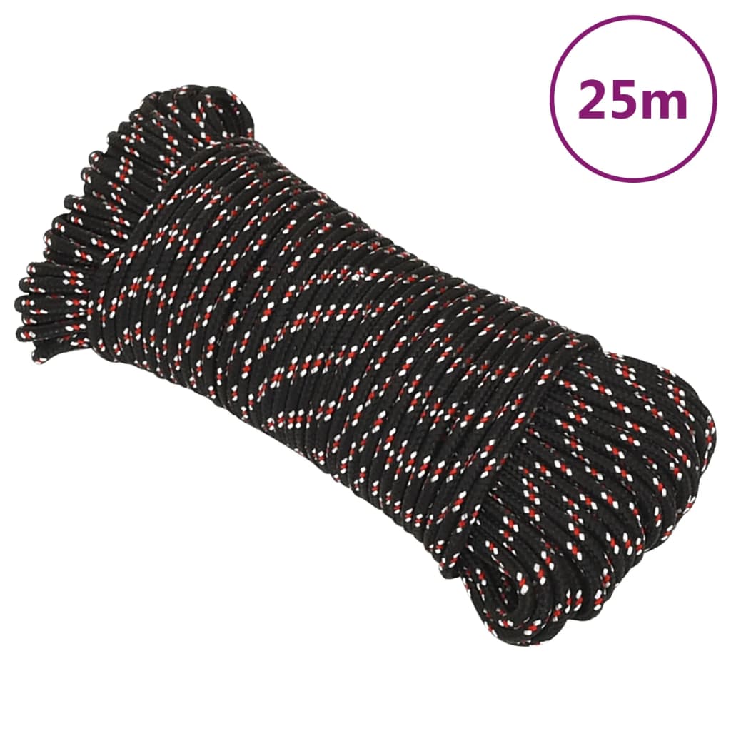 Båttau svart 4 mm 25 m polypropylen