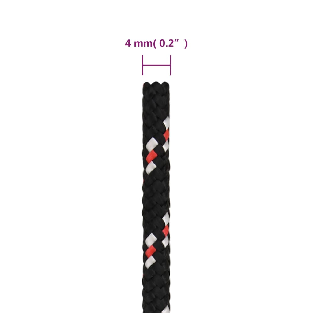 Båttau svart 4 mm 100 m polypropylen