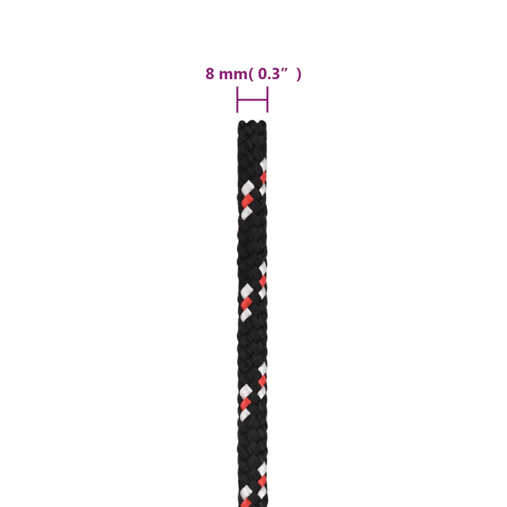 Båttau svart 8 mm 25 m polypropylen