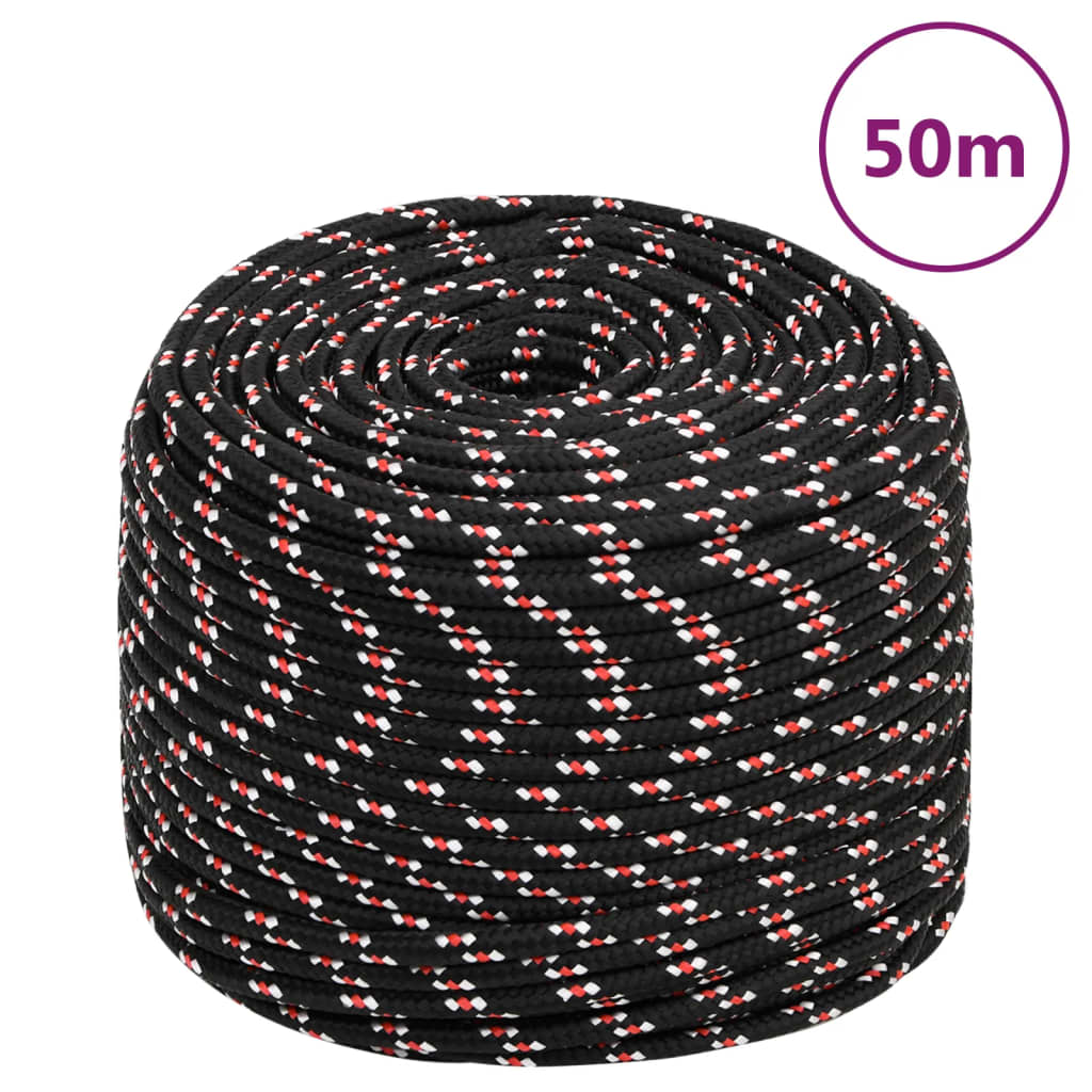 Båttau svart 8 mm 50 m polypropylen