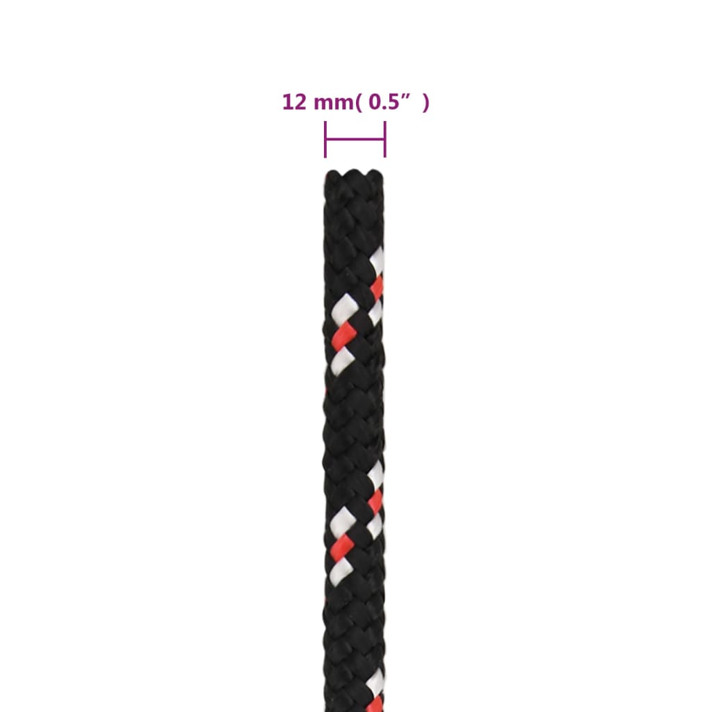 Båttau svart 12 mm 25 m polypropylen
