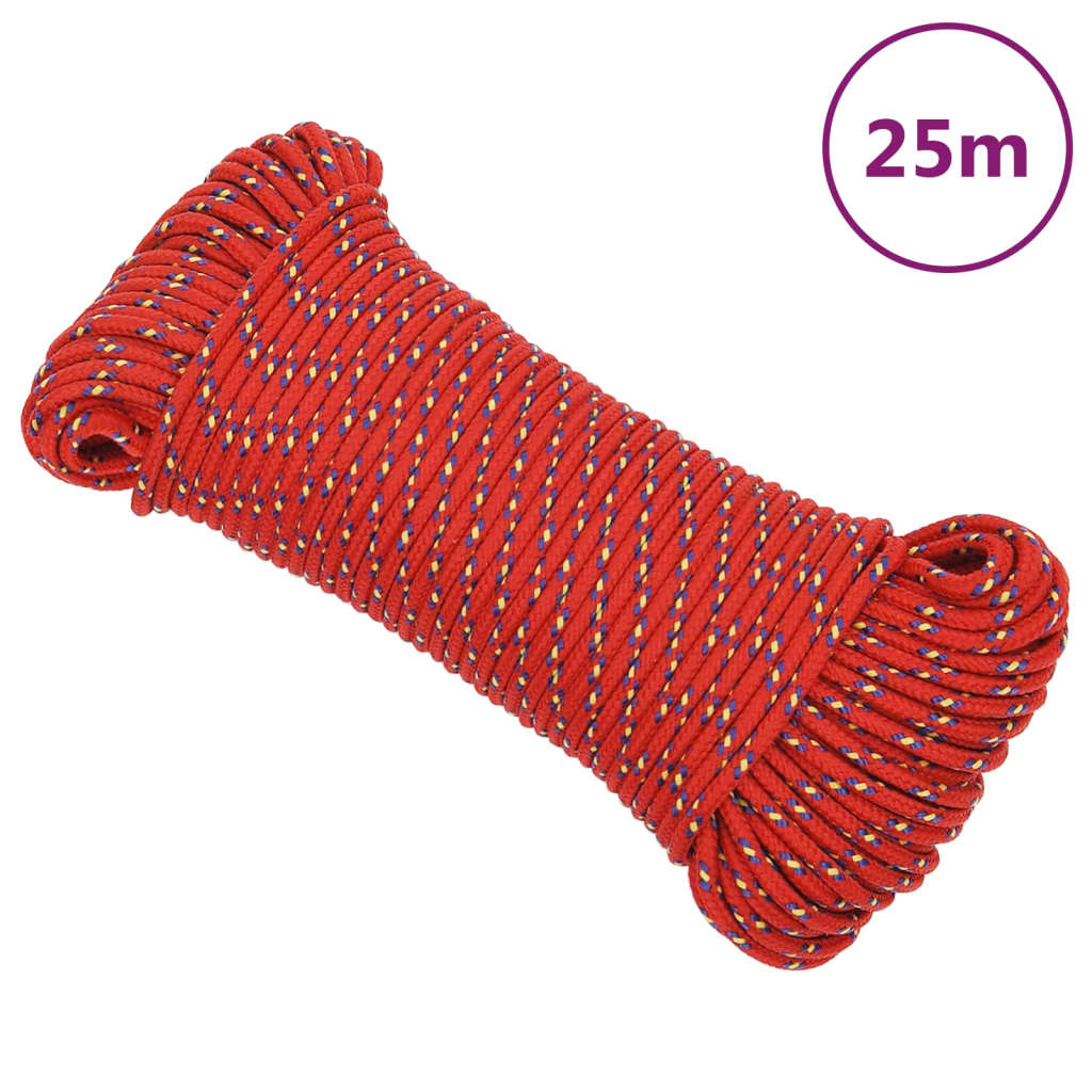 Båttau rød 4 mm 25 m polypropylen vidaXL