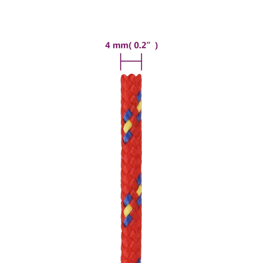 Båttau rød 4 mm 100 m polypropylen