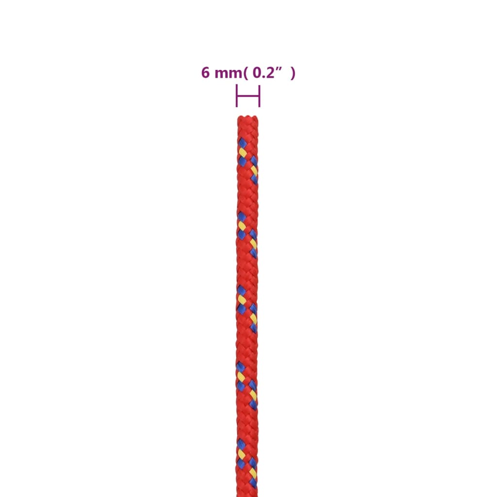 Båttau rød 6 mm 250 m polypropylen