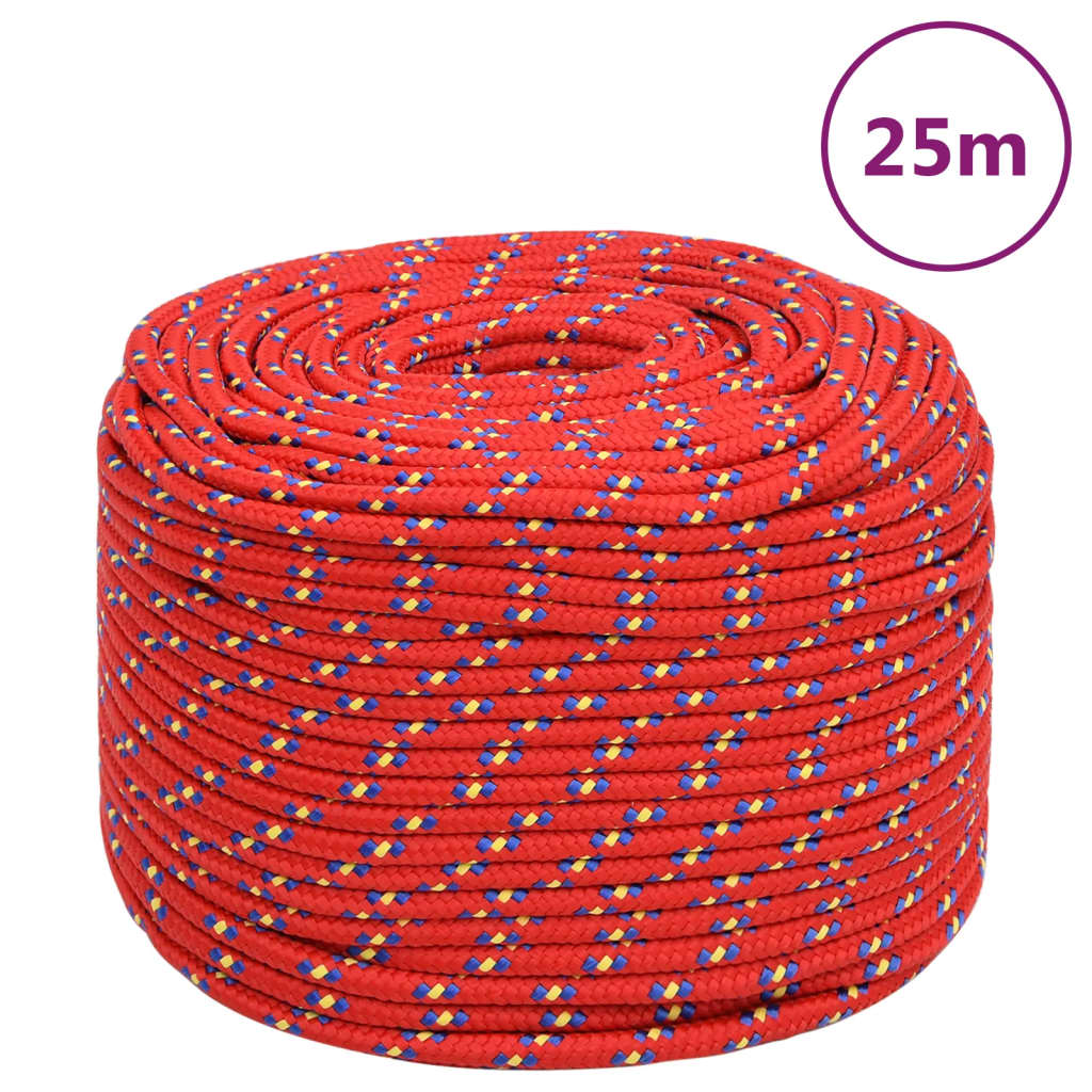 Båttau rød 10 mm 25 m polypropylen