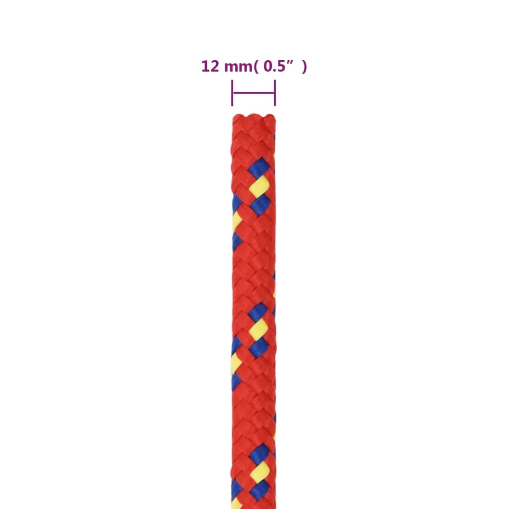 Båttau rød 12 mm 100 m polypropylen