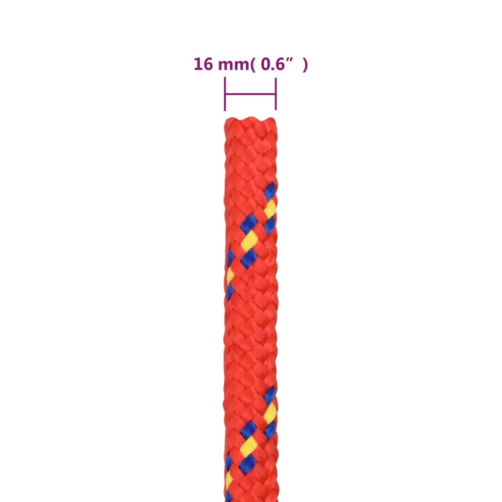 Båttau rød 16 mm 100 m polypropylen