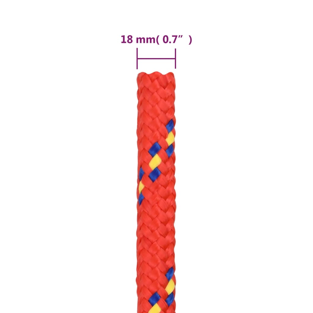 Båttau rød 18 mm 25 m polypropylen