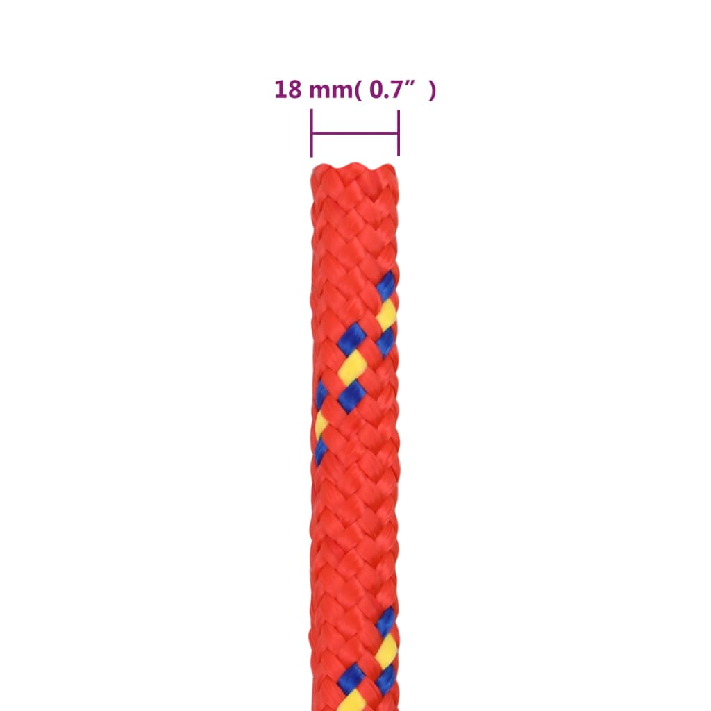 Båttau rød 18 mm 100 m polypropylen