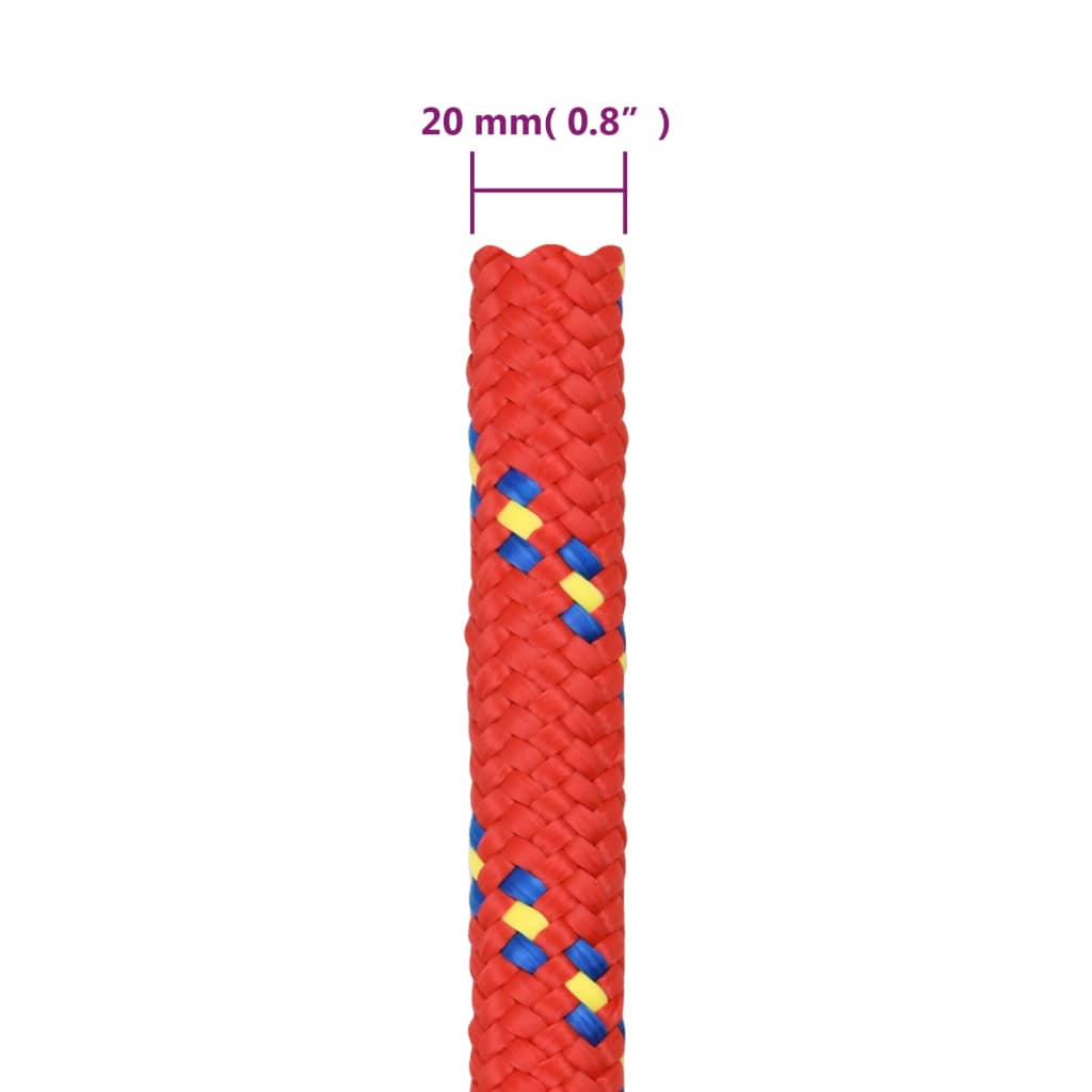 Båttau rød 20 mm 50 m polypropylen