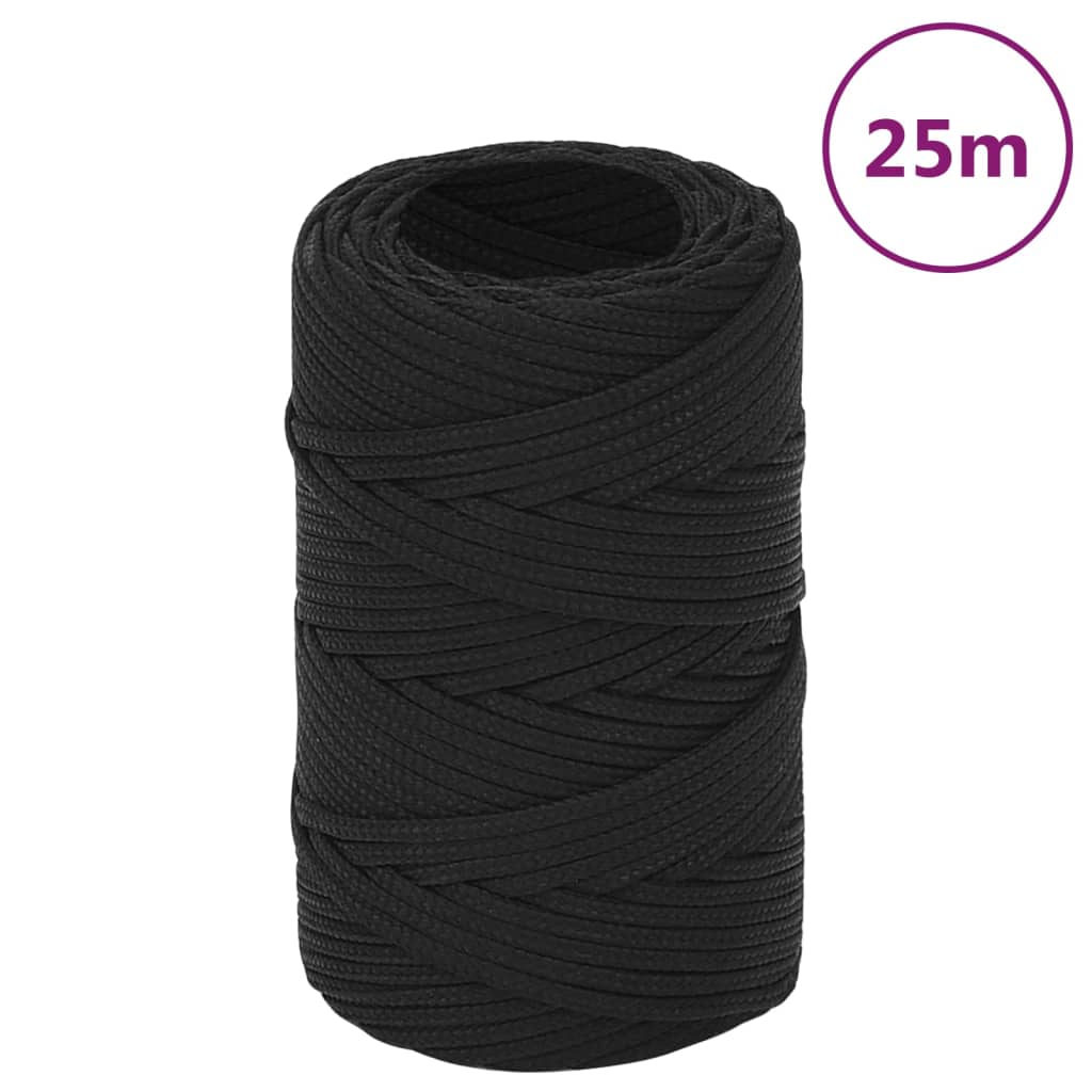 Båttau helsvart 2 mm 25 m polypropylen