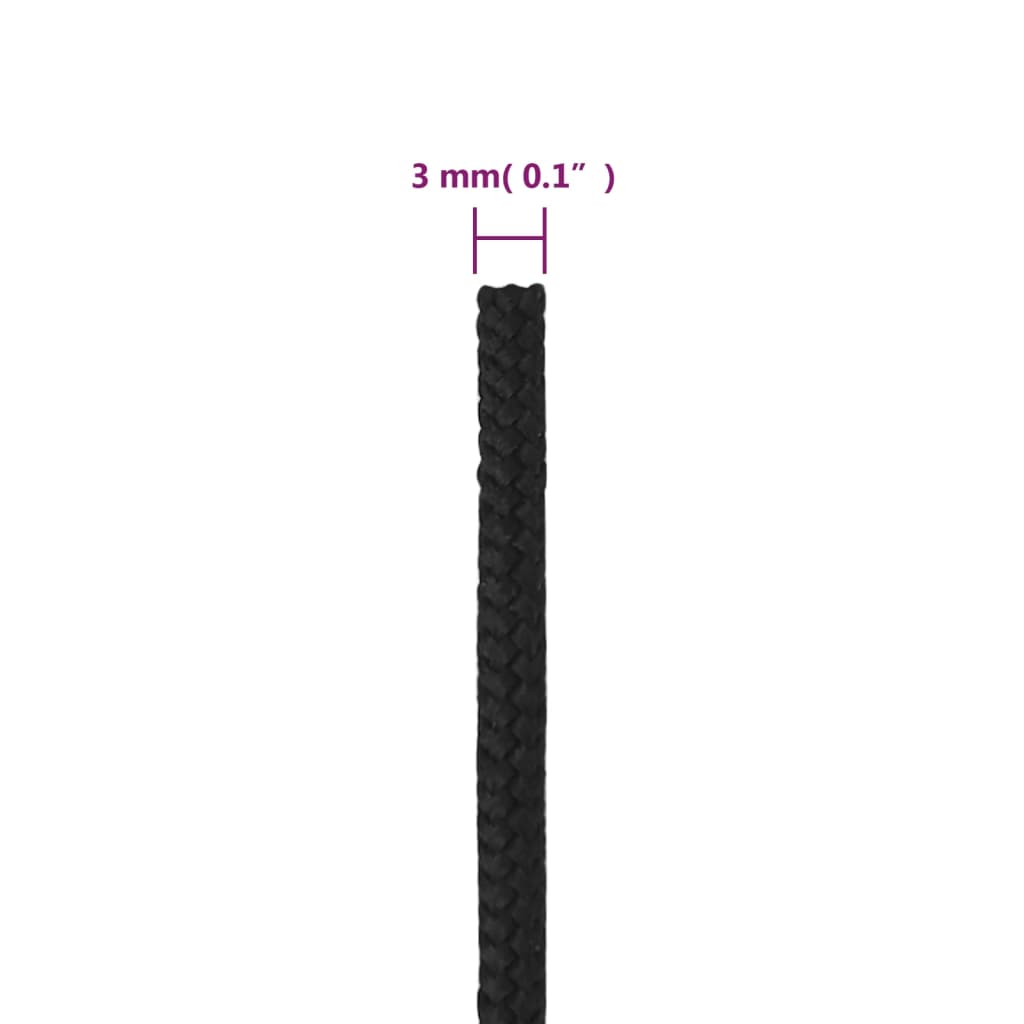 Båttau helsvart 3 mm 25 m polypropylen