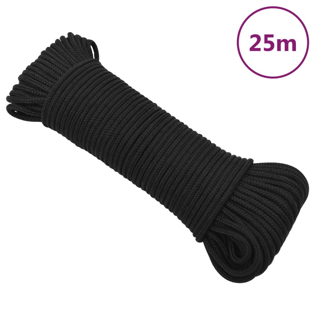 Båttau helsvart 4 mm 25 m polypropylen