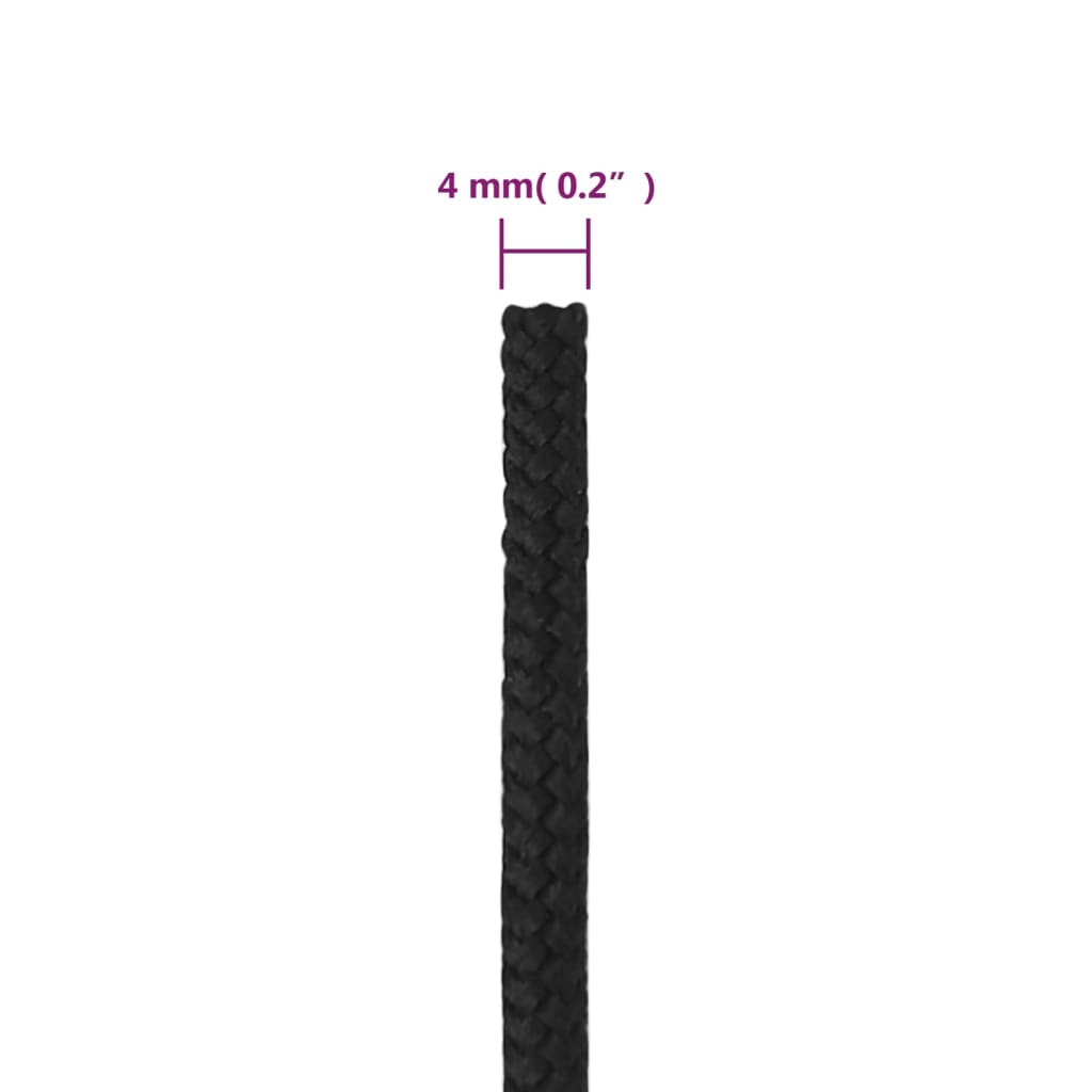 Båttau helsvart 4 mm 100 m polypropylen vidaXL