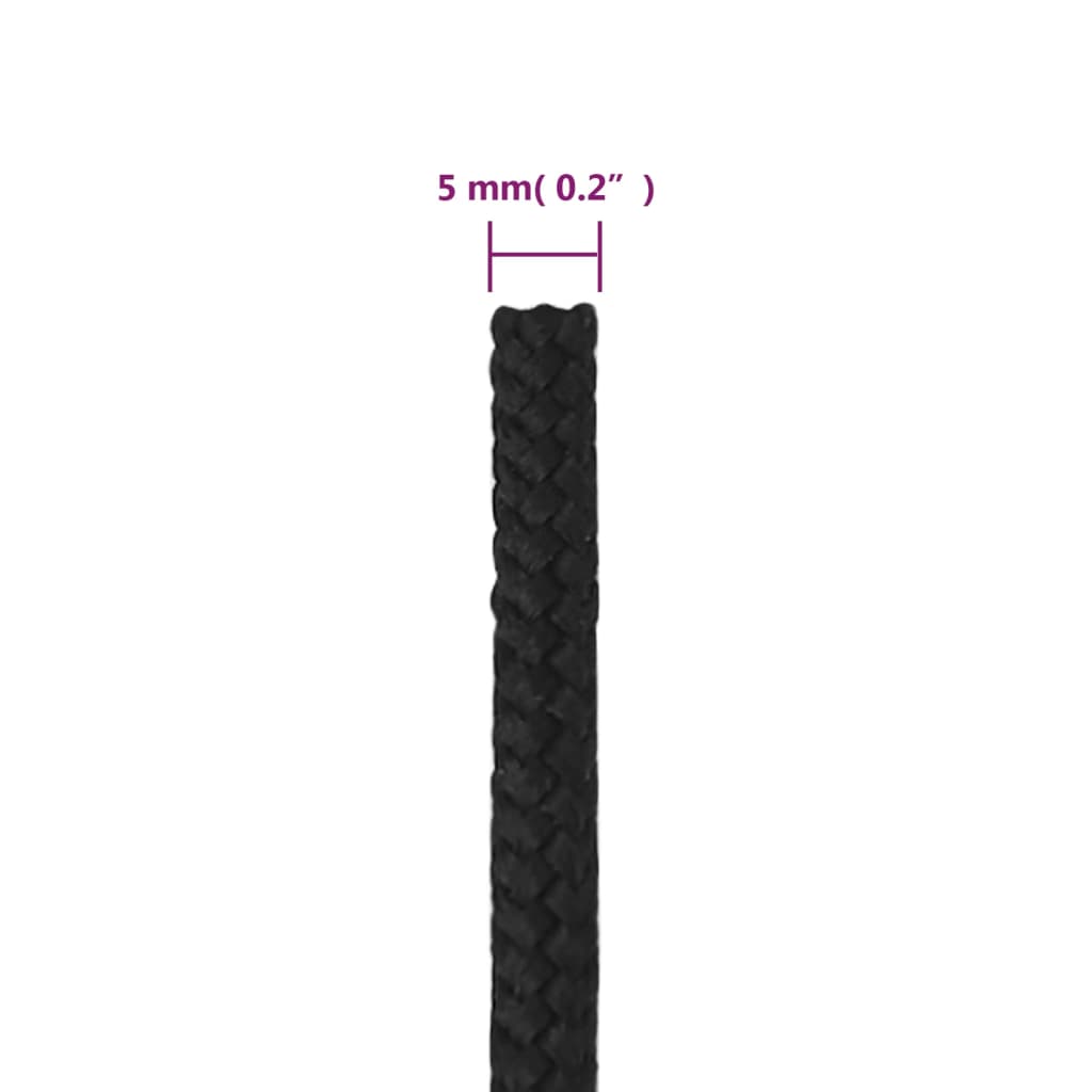 Båttau helsvart 5 mm 100 m polypropylen vidaXL