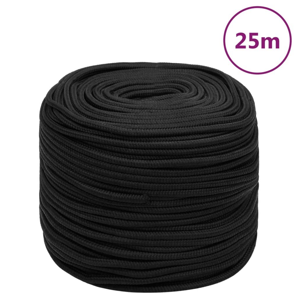 Båttau helsvart 6 mm 25 m polypropylen