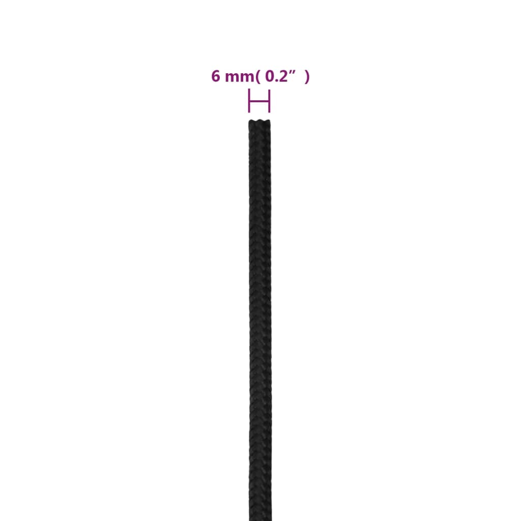 Båttau helsvart 6 mm 25 m polypropylen