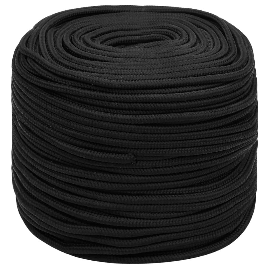 Båttau helsvart 6 mm 100 m polypropylen vidaXL