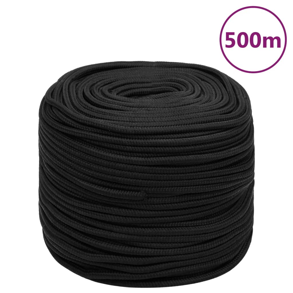 Båttau helsvart 6 mm 500 m polypropylen vidaXL